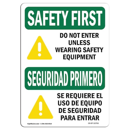 Signmission OSHA SAFETY FIRST, 3.5" Height, 5" Width, Decal, 5" W, 3.5" H, Landscape, OS-SF-D-35-L-10761 OS-SF-D-35-L-10761